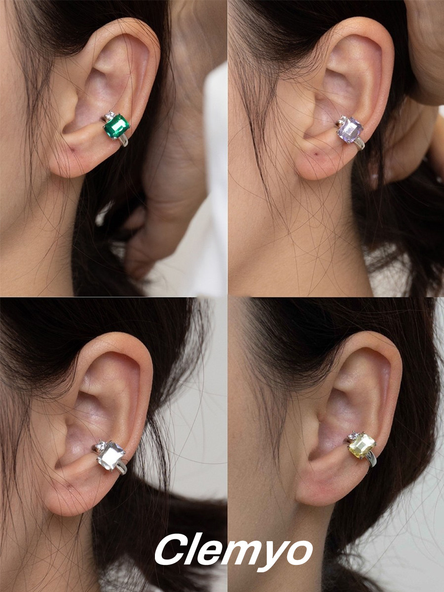 (Thirsty no) Original design Female personality Color diamond Fashion spring small crowdless earbone clip minimalist