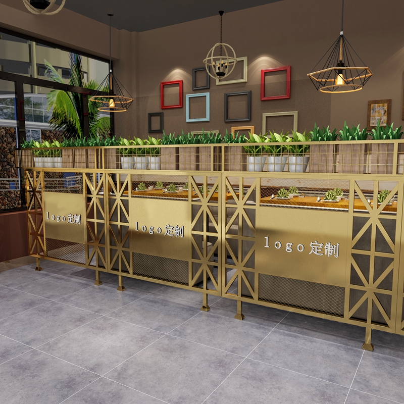 Modern simple and creative iron art short partition green plant flower stand decoration screen bar dining room card seat fence guardrail