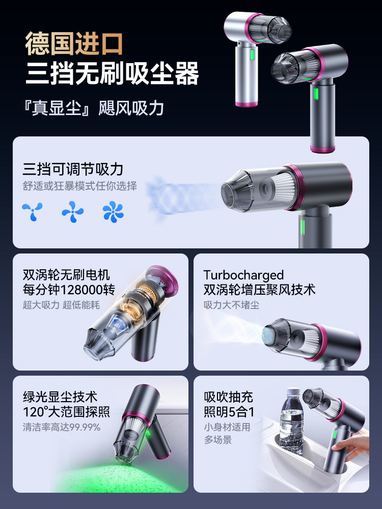 Car Vacuum Cleaner, Handheld, Small, for Cars, 2025 New Model, Super Powerful Suction, Wireless Mini Blowing and Suction All-In-One Machine