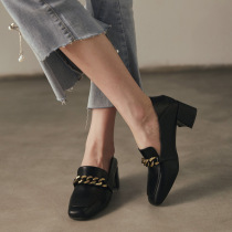 Gulvdinel Soft Leather High Heels with Inron Little Leather Shoes 2021 2021 New 100 Lap Fashion With Rough Heel Without Grinding Feet