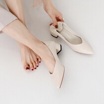 Gulvdinel Soft Leather without grinding feet ~ Conspiculy Pointed Shallow Mouth High Heel Shoe Woman Coarse Heel Commute Professional Women Shoes