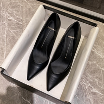 Gulvdinel light extravagant high-end custom ~ ~ pointed high heel shoe design feeling small and soft leather shallow mouth single shoe thin heel