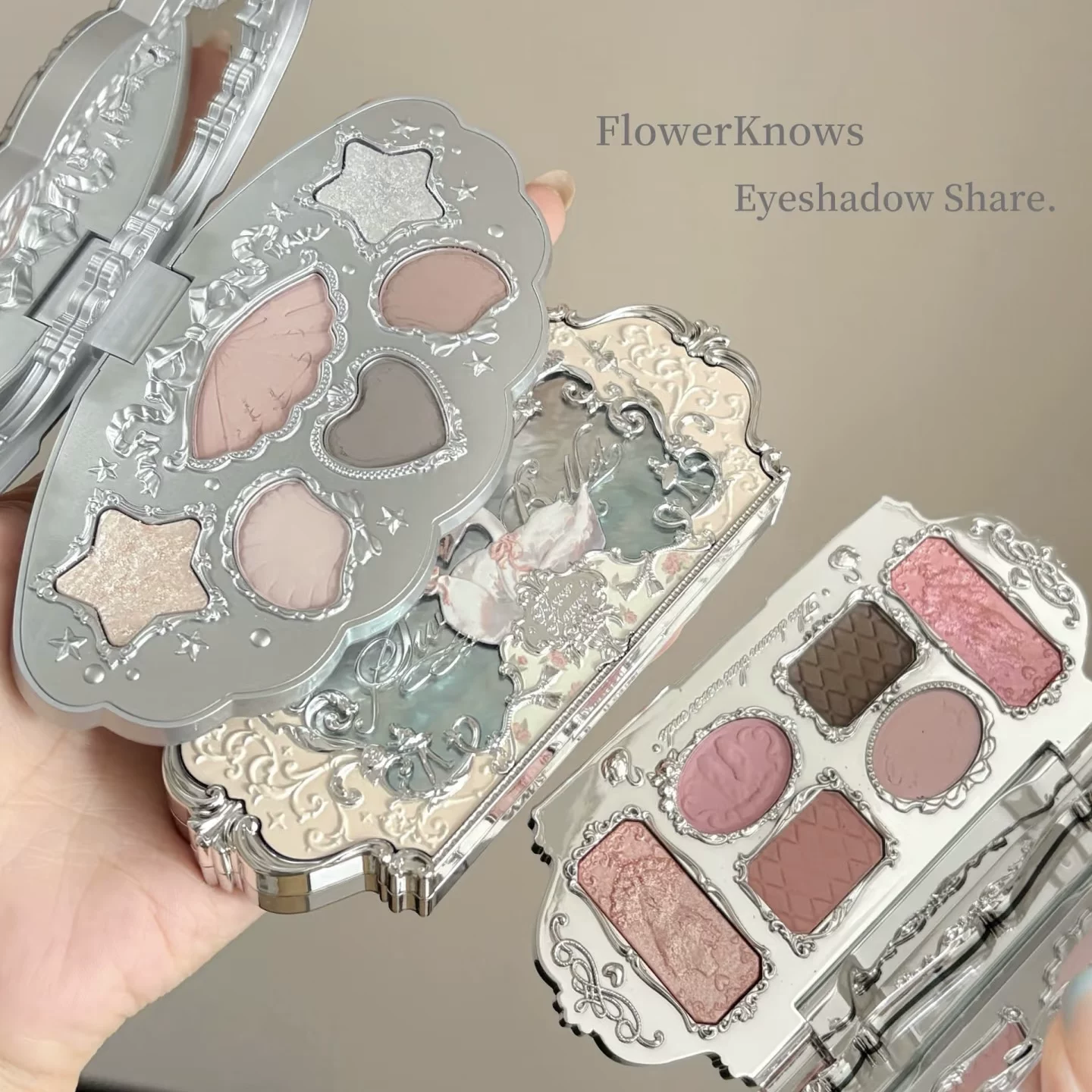 Eye shadow, acrylic swan, matte nail sequins