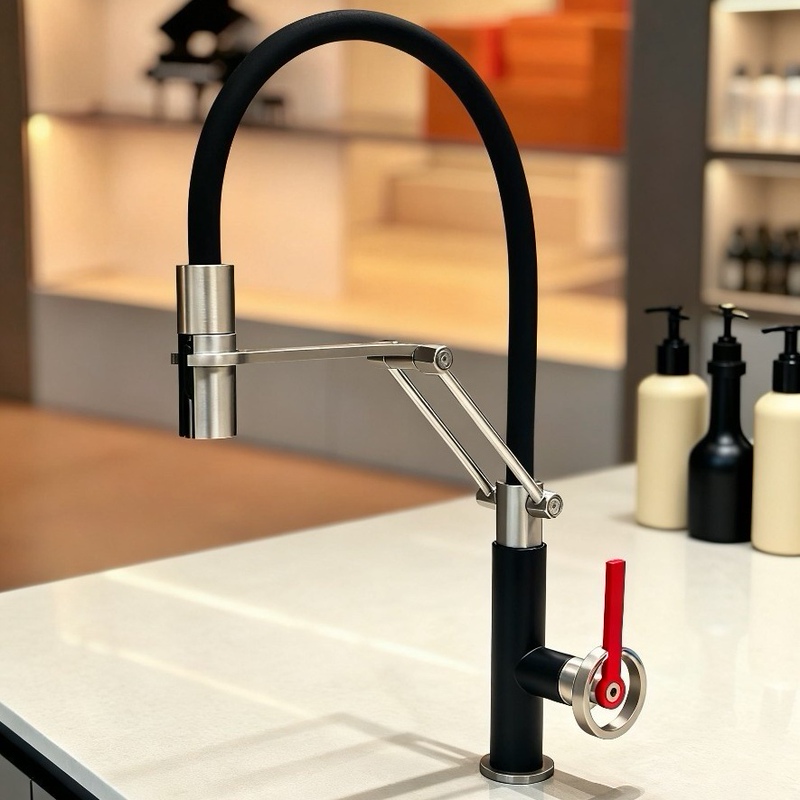 Xining Premium Selection | Kitchen Faucet with Hot and Cold Water, Three-In-One Faucet, Stainless Steel Retractable Sink Pull-Out Splash-Proof