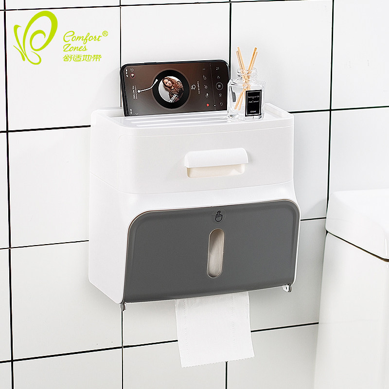 Makeup Room Paper Towels Toilet Toilet Toilet Paper Shelve Toilet Paper Home Free Punch Creative Waterproof Extraction Toilet Paper Drum Toilet Paper Silo