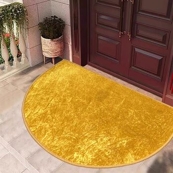 Semi-circular golden floor mat to attract wealth and treasure, entry door mat, anti-slip foot mat, living room entrance hall, khaki carpet
