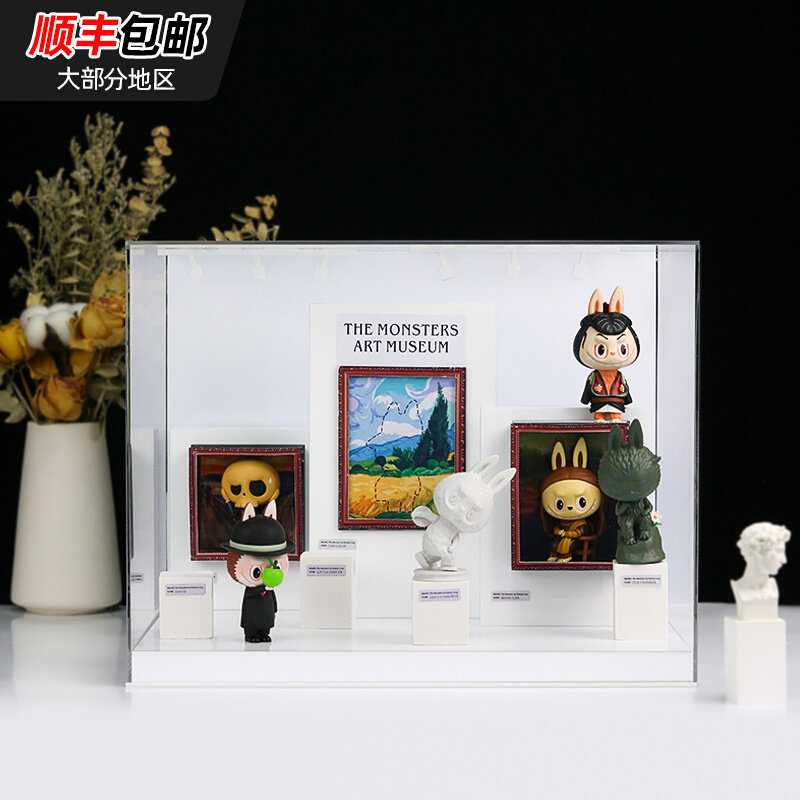 Crystal Bubble Matt Labubub Labub Elves Art Famous Paintings Series Blind Box Current Collection Theme Display
