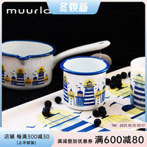 (Spot) Finland muurla Nordic Lighthouse Series Enamel Enamel Stew Milk Pot Pot Pot Tray Candle