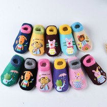 Glue Korean version of thickened childrens floor socks for young children baby girls waterproof winter home boat Socks for children non-slip