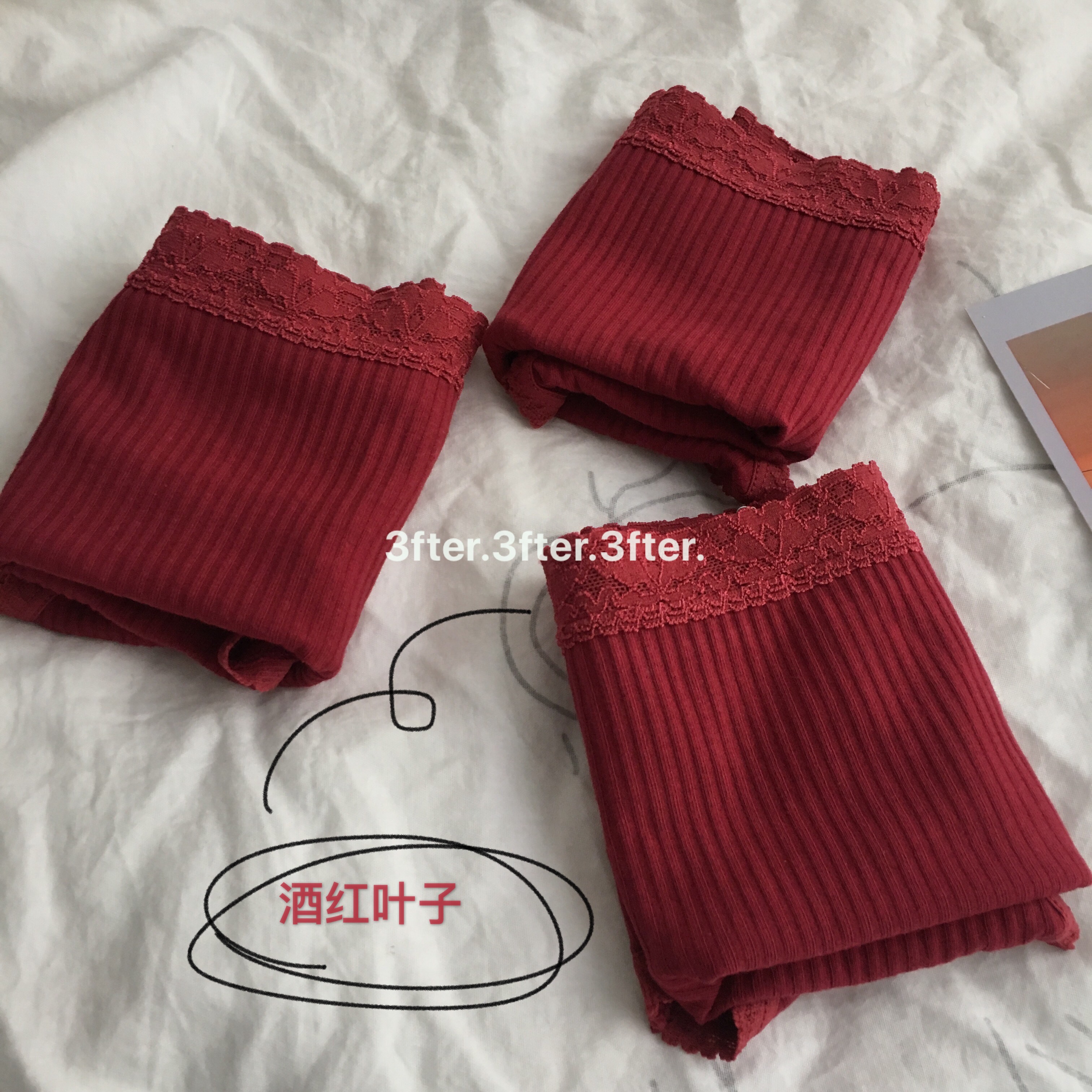 Small give back wine red leaves self-reserved autumn and winter Ben life year small low-key cotton material comfortable mid-waist underpants woman 