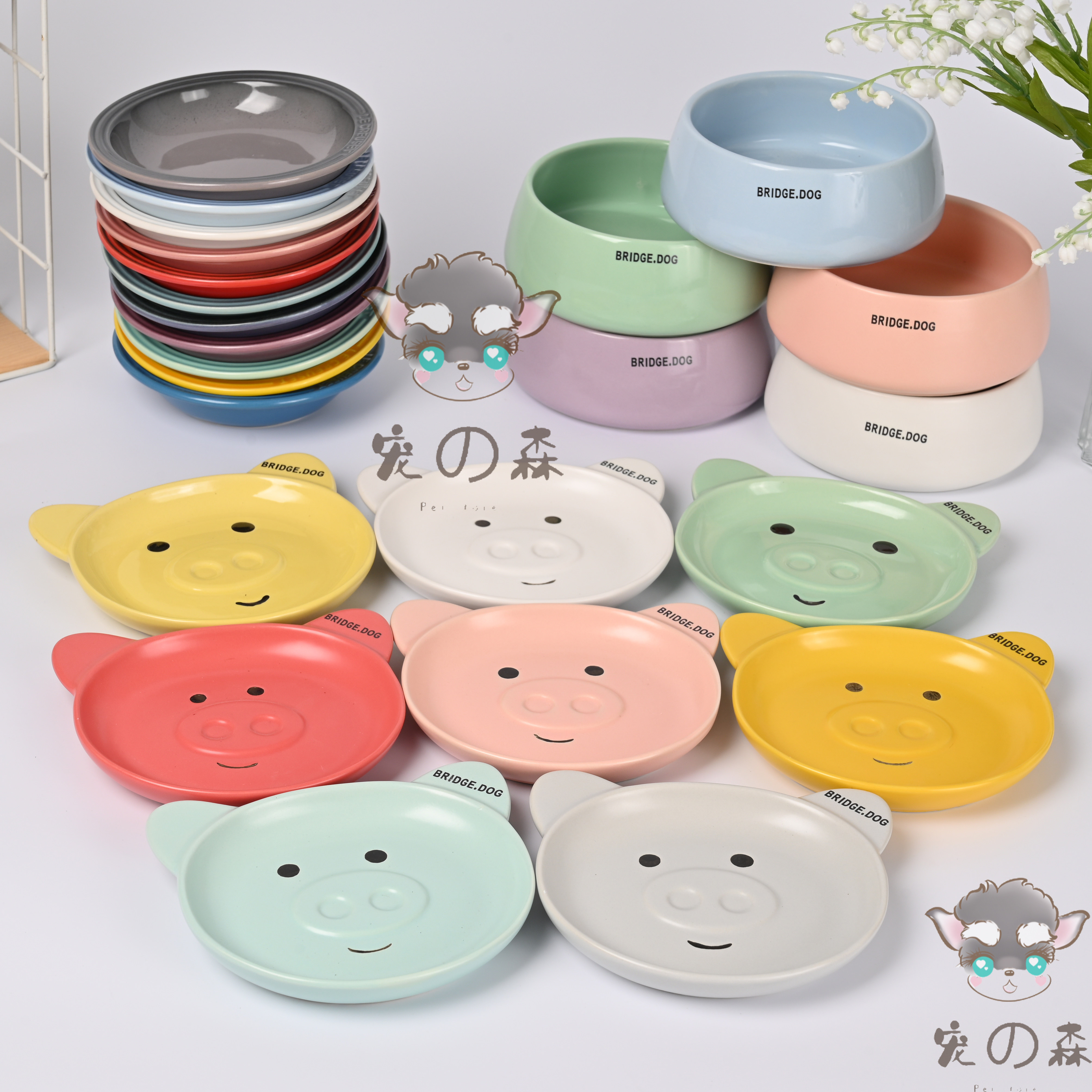 The same Bridgedog antibacterial and easy to clean pet canned dish pre-dinner snack bowl environmental protection cat bowl dog dish bear