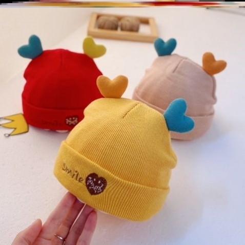 0-3 month baby cap male hat children female baby cute autumn and winter newborn winter baby ear protection super cute