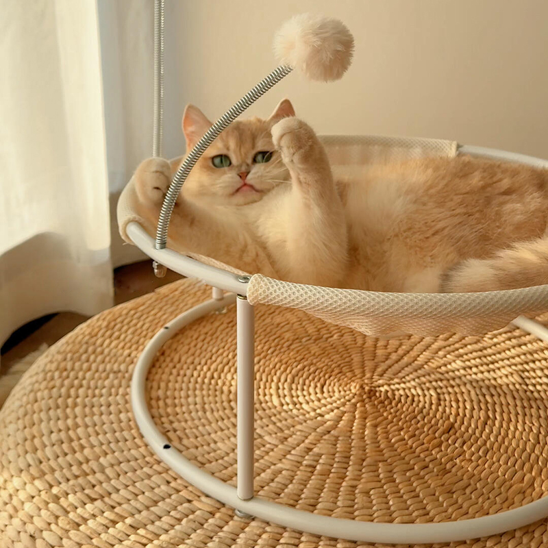 Pet Round Cat Bed Lounge Chair Moisture-Proof Cat Hammock Summer Pet Mat Cat Bed for Kittens and Ragdolls Suitable for All Seasons