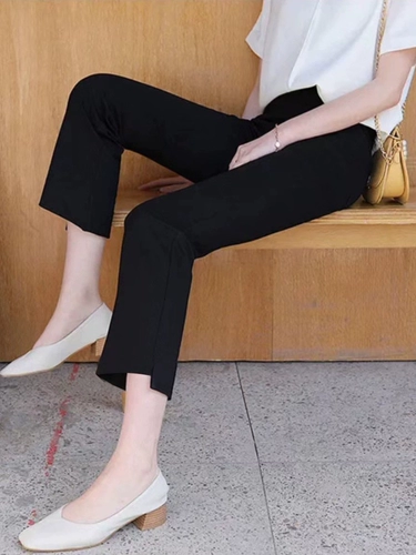 Штаны, высокая талия, свободный прямой крой, по фигуре