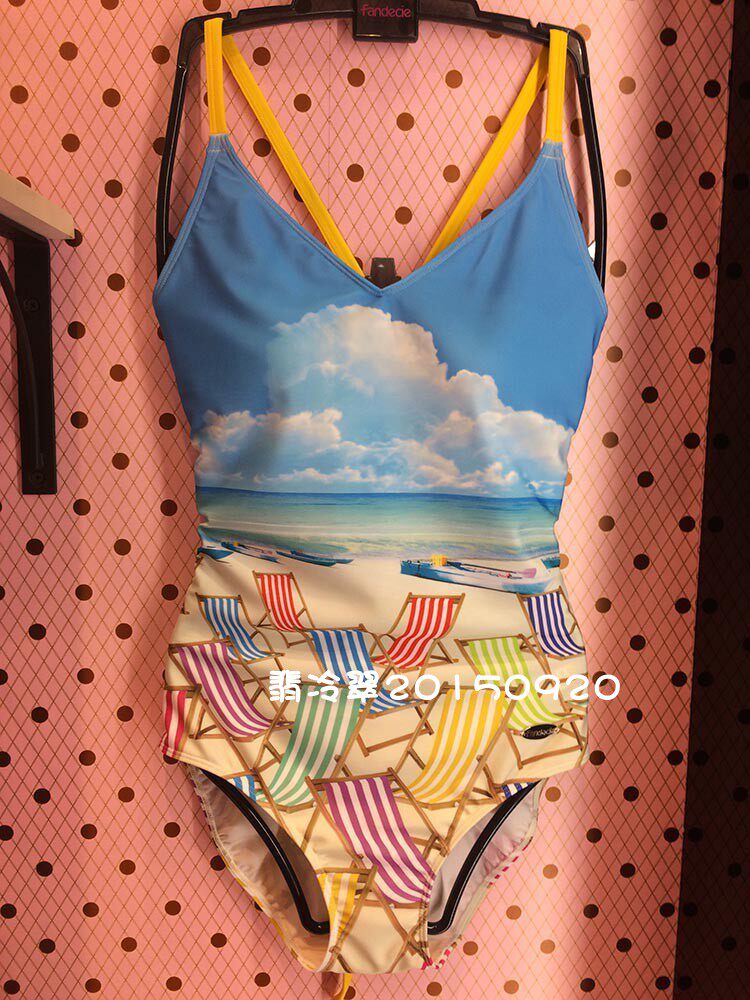 Findice Sensory Beauty Back Blue Sky Printed Beach Swimsuit Fashion Micro-Bomb Sashimi Strap With Swimsuit FS0677