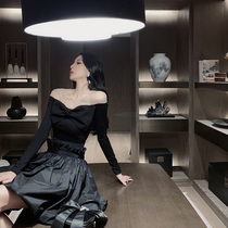 Blouse Women Design Sensation Small Crowdbow Tie Temperament Minor Black Sexy V Collar Mesh Yarn Splicing Long-sleeved T-shirt