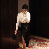 Black half-body dress 2022 Summer new 100 lap temperament Height Purse Hip skirt Children irregular long dress