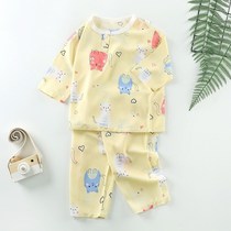 Childrens silk pajamas summer air-conditioned clothing for boys and girls baby thin quarter sleeve home suit