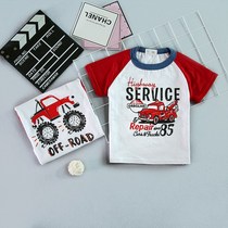 Childrens short-sleeved T-shirt summer new girls baby clothes children half-sleeved cartoon car cotton bodice