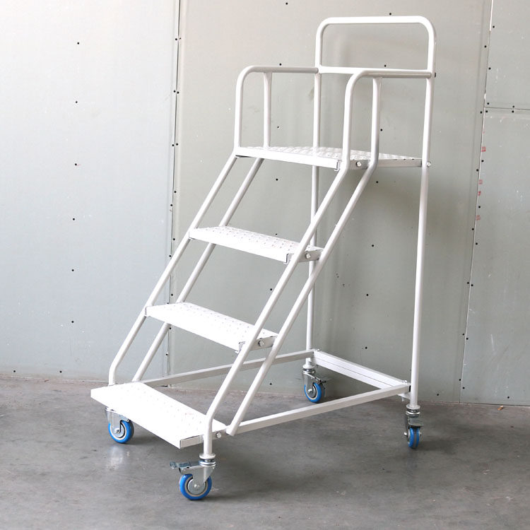 Mobile warehouse ascending garage room shelf flat ladder supermarket loading and unloading truck warehousing ascending ladder logistics tally ladder