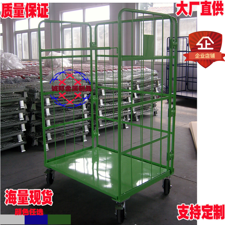 Factory logistics trolley double door double decker mobile vehicle with wheeler truck handling truck picking truck transport truck storage cage