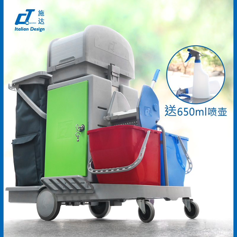 Italy CT Standa Multi-function Accessory Box Hospital Hotel Mall Clean Cart Cleaning Cart Cleaning Service Car