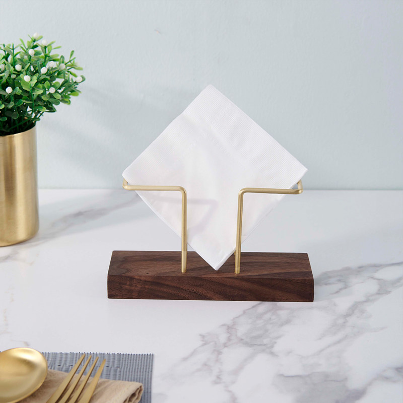 Napkin holder holder black walnut creative simplicity hotel homestay café table square tissue seat brass vertical