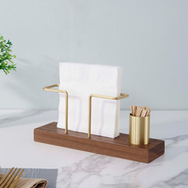 Napkin holder black walnut creative minimalist hotel B & B cafe desktop square towel holder brass vertical