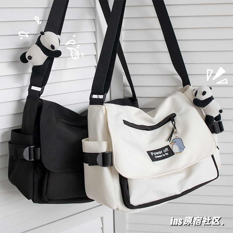 ins Wind Workwear Large Capacity Crossbody Bag for Men and Women, Student School Bag, Can Hold Books, Japanese Style Casual Shoulder Bag