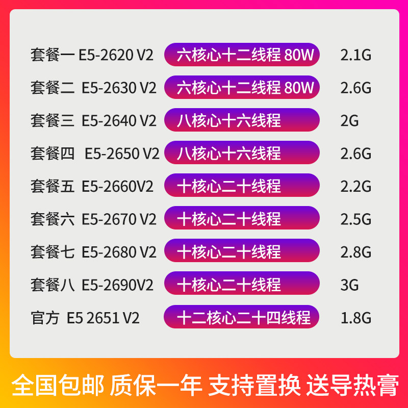 E5-2620 V2 2630V2 2640V2 2650V2 2660V2 2670V2 2680V2 2690V2