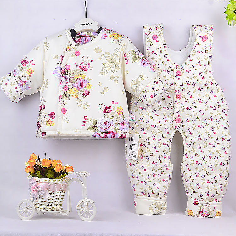 Bộ đồ hai dây mùa thu cho bé sơ sinh và áo sơ mi cotton cho bé sơ sinh nam và nữ ra ngoài áo khoác + yếm quần áo em bé