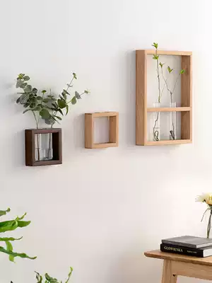 Creative oak wall decoration, wall pylons, flower inserts, Nordic living room wall, solid wood, simple hanging decoration, walnut wood decorations