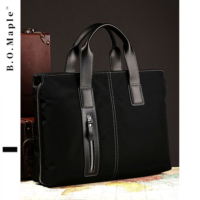 High-end men's briefcase business handbag simple waterproof Oxford cloth 14 inch computer office shoulder messenger bag