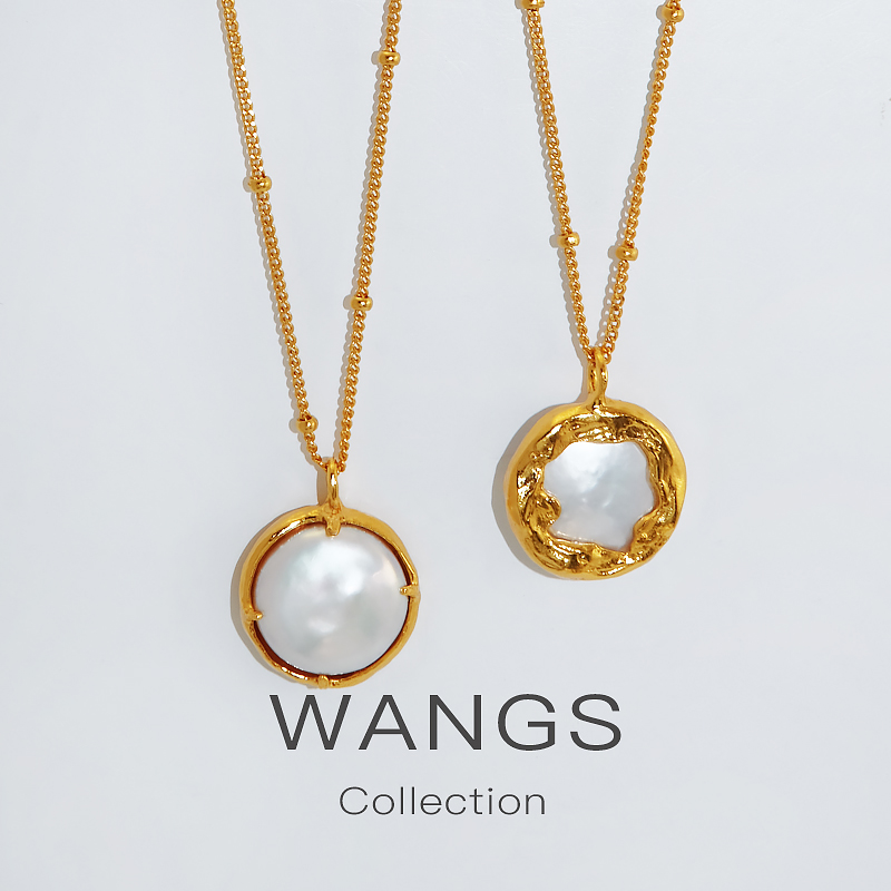 WANGS Natural Baroque Pearl Bracelet French vintage 18k gold plated light luxury commuter pendant chain woman