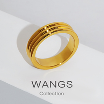 WANGS 925 silver gold-plated three ring ring ring female ins style European and American niche design savi with food ring