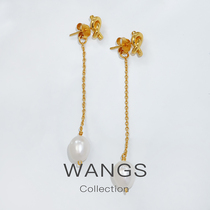 WANGS custom two kinds of wearing method advanced French temperament natural pearl knotted ear wire stud ring fedoma