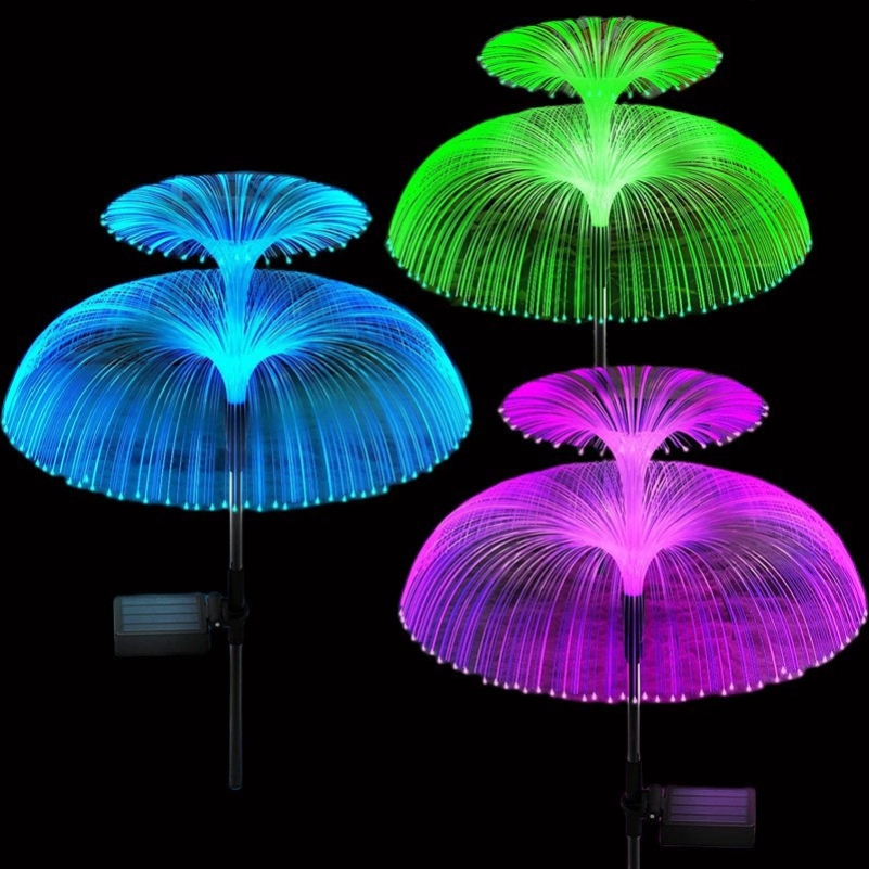 Solar water mother lamp led double layer jellyfish light fiber reed lamp garden courtyard lamp decoration ambiance Lawn Terrace light-Taobao