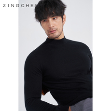 Свитер мужской 【奢华真丝山羊绒】zingchen半高领毛衣男士 18针打底针织衫