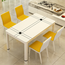 Tempered glass dining table and chair combination rectangle 4 6 restaurant home simple modern small family dining table