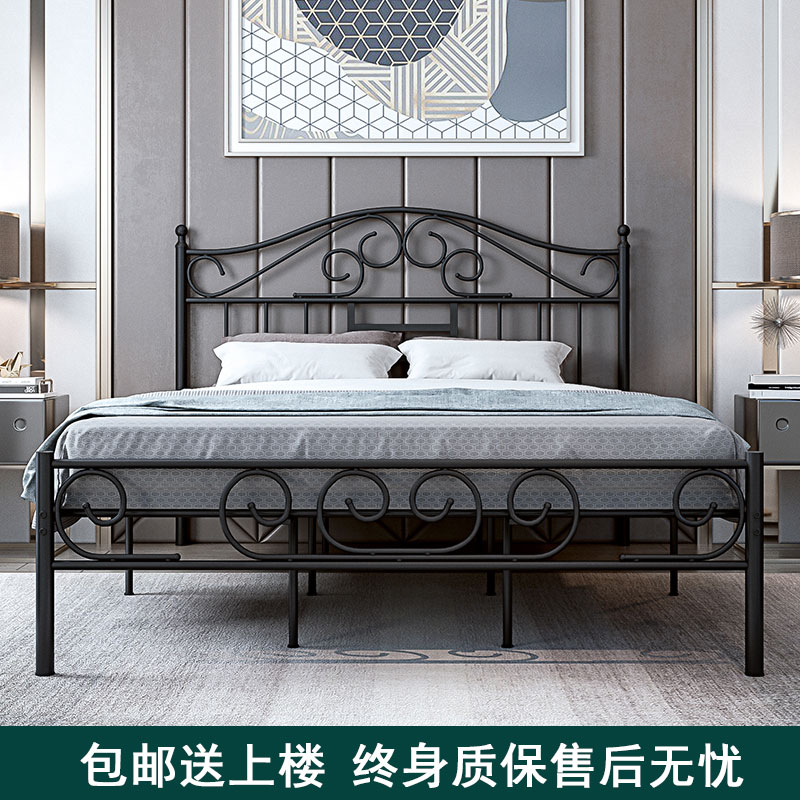 Modern minimalist iron bed hotel rental room bed 1 2 meters single 1 5 1 8 meters double bed wrought iron bed