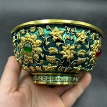 古懂铜器 景泰蓝碗 鎏金碗 花开富贵碗摆件 家居装饰品 特价