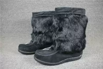 Foreign trade Canada's original single cow's fur fur one rabbit hair leather cold-resistant warm and comfortable outdoor ski boots