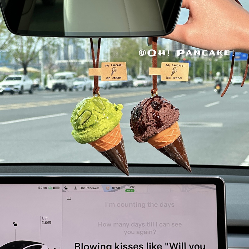 Original Handmade Italian Gelato Ice Cream Pendant Car Rearview Mirror Decoration Bag Keychain Pendant Gift