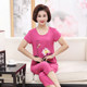 Mom summer suit middle-aged and elderly women's clothing summer silk silk two-piece middle-aged 40-50 years old loose short-sleeved T-shirt female