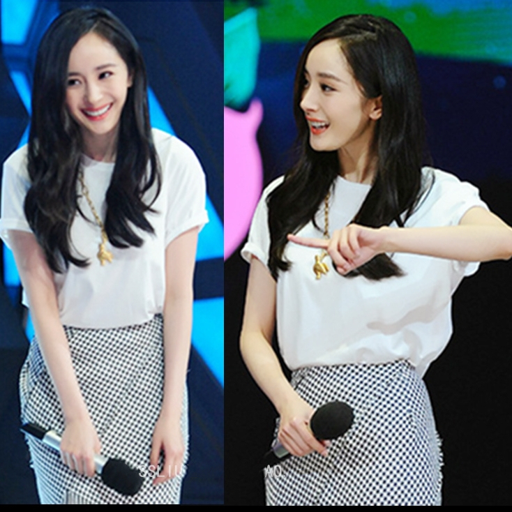Yang Ying, Yang Mi, and Dilraba Dilmurat All Wear the Same White Top, Women's Summer Casual Versatile Loose Pure Cotton Short-Sleeve T-Shirt ins Trendy