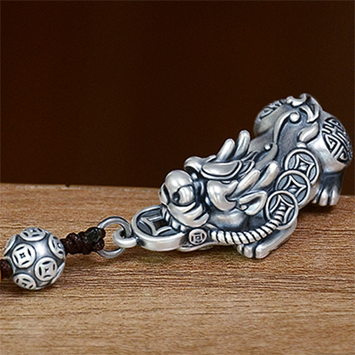 99 pure silver fine leopard with key buckle foot silver generous hand woven upscale car bag Pendant Ornament