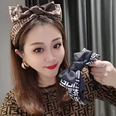 South Korea Net red color letter printing bow hair hoop female Japanese retro simple pressure hair hairclip headgear hair hoop