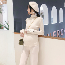 Pregnant women sweater autumn new Korean version slim slim base sweater short pullover high neck inner top