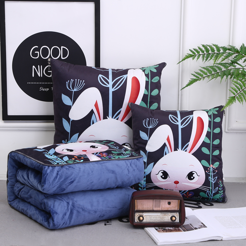 Car plush pillow quilt dual-purpose car office air conditioning quilt cushion four seasons winter headrest waist pillow