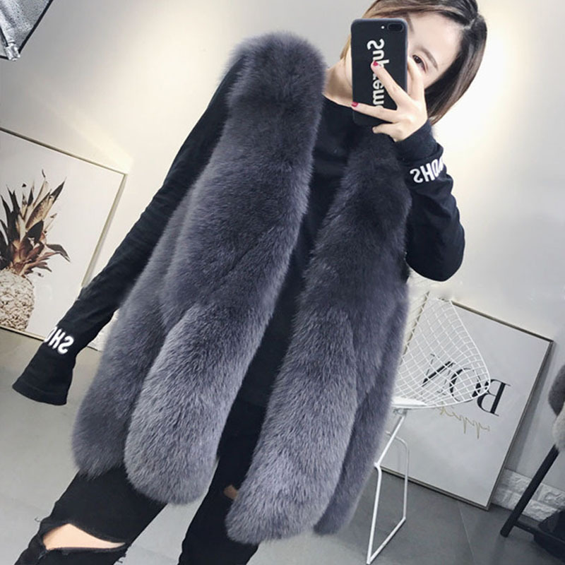 2025 Autumn/Winter New Fur Vest for Women, Mid-Length, Popular Style, Imitation Fox Fur Vest, Fur Integrated Coat